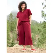 Sheego Longbluse , Damen, Gr. 48, rot (kirsche), 100% Baumwolle, unifarben, Rundhals, Blusen Longbluse