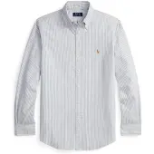 Ralph Lauren für Herren. 710953704501 Custom Fit gestreiftes Oxford-Hemd weiß, marineblau (XL), Lässig, Party, Baumwolle, Klassisch, La