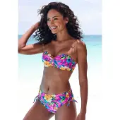 LASCANA Bügel-Bandeau-Bikini-Top "Riley", Damen, Gr. 36, Cup C, bunt (pink bedruckt), Recycling-Polyamid, bedruckt, floral, Bikini-Oberteile Bügel-Bandeau-Bikini-Top, mit 3 Tragevarianten