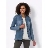 HEINE Jeansblazer "Jeans-Blazer", Damen, Gr. 42, blau (blau, bleached), 95% Baumwolle, 3% Polyester, 2% Elasthan, Blazer Jeansblazer