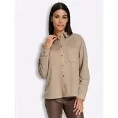 HEINE Lederimitat-Bluse in beige | Gr.: 36