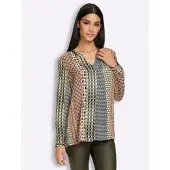 HEINE Druckbluse in sand-khaki-bedruckt | Gr.: 44