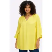 Sheego 1100000002199 , Damen, Gr. 44, gelb (limone), 100% Viskose, unifarben, V-Ausschnitt, Blusen 1100000002199