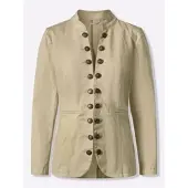 HEINE Jeansblazer "Jeans-Blazer Jeansblazer mit Häkchenverschluss", Damen, Gr. 36, beige (sand), Denim/Jeans, , Modisch, Blazer Jeansblazer