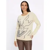 HEINE Jacquardpullover "Pullover", Damen, Gr. 40, steingrau, champagner, gemustert, 45% Baumwolle, 45% Polyacryl, 10% Polyamid, gemustert, mehrfarbig, Pullover Jacquardpullover