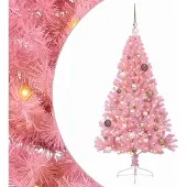 vidaXL Künstlicher vorbeleuchteter Weihnachtsbaum Rosa 150 cm PVC