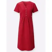Witt Jeanskleid "Jeans-Kleid Jeanskleid aus luftiger Baumwolle", Damen, Gr. 38, N-Gr, erdbeere, Sportlich, V-Ausschnitt, Kleider Jeanskleid
