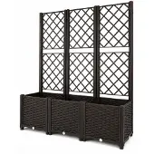 AGA Hochbeet Rattan-Optik dunkelbraun mit integriertem Spalier 120x40x135 cm MR4427