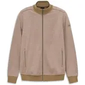 Bugatti Sweatjacke "Elegant", Herren, Gr. S, beige (40, beige), Sweatware, 60% Baumwolle, 40% Polyester, unifarben, normal, ohne Ausschnitt, Sweatjacken Sweatjacke, im Jaquard-Design Modern Fit