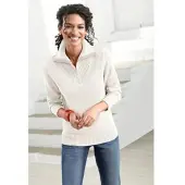Casual Looks Troyer "Pullover", Damen, Gr. 36, weiß (wollweiß), 50% Baumwolle, 50% Polyacryl, meliert, unifarben, figurumspielend, Pullover Troyer