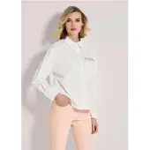 MADELEINE Langarmbluse "Hemdbluse Elegante Bluse mit Strassdetails", Damen, Gr. 38, weiß, Obermaterial: 65% Baumwolle CO. 31% Polyamid PA. 4% Elasthan EL., Modern, Blusen Langarmbluse