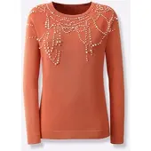 Création L Strickpullover "Modal-Baumwoll-Pullover", Damen, Gr. 40, orange (papaya), 50% Baumwolle, 50% Modal, unifarben, Pullover Strickpullover