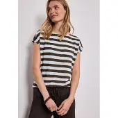 Street One Shirttop Streifenmuster mit Glitzerdetails, seitliche Schlitze