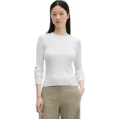 Marc O'Polo Rundhalspullover "DFB Travel Collection", Damen, Gr. XS, weiß (silky weiß), Jersey, Obermaterial: 80% Viskose, 20% Polyester, slim fit, Rundhals, Pullover Rundhalspullover, aus Viskose-Mix