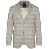 Bugatti Sakko , Herren, Gr. 52, beige, 86% Polyester, 9% Viskose, 5% Elasthan, slim fit, Manschette, Sakkos Sakko, mit Stretchanteil
