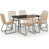 Syfax 7-tlg. Garten-Essgruppe Poly Rattan und Glas
