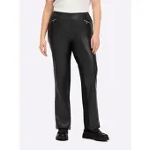 Sheego Lederimitathose , Damen, Gr. 58, Normalgrößen, schwarz, 100% Polyester, Rückenteil:5% Elasthan, 25% Polyamid, 70% Viskose, unifarben, Hosen Lederimitathose