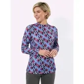 Witt Weiden Winter-Shirt in pink-bleu-bedruckt | Gr.: 40