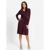 Witt Weiden Jerseykleid WITT "Jersey-Kleid Jerseykleid mit Raffungen", Damen, Gr. 52, N-Gr, burgund, Elegant, V-Ausschnitt, Kleider Jerseykleid