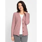 Inspirationen Strickjacke , Damen, Gr. 48, rosa (rosenquarz, meliert), 50% Viskose, 28% Polyester, 22% Polyamid, meliert, Strickjacken Strickjacke