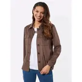 Witt Lederimitat-Blazer "Lederimitat-Blazer Lederimitat-Blazer mit Schultersattel", Damen, Gr. 44, braun (schoko), Sportlich, Blazer Lederimitat-Blazer