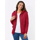 Casual Looks Shirtjacke "Sweatjacke", Damen, Gr. 40, rot, 100% Baumwolle, unifarben, Shirts Shirtjacke