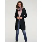 HEINE Strickjacke "Long-Strickjacke Longstrickjacke mit Kapuze", Damen, Gr. 36/38, schwarz, Modisch, Strickjacken Strickjacke