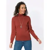 Casual Looks Rollkragenpullover "Pullover", Damen, Gr. 52, rot (rostrot), 50% Baumwolle, 50% Polyacryl, unifarben, figurumspielend, Pullover Rollkragenpullover