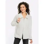 HEINE Strickjacke , Damen, Gr. 40, weiß, 100% Baumwolle, unifarben, Strickjacken Strickjacke