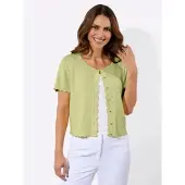 Lady Bolero , Damen, Gr. 50, grün (pistazie), 55% Baumwolle, 45% Viskose, unifarben, Strickjacken Bolero