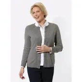Classic Dog Ajourstrickjacke CLASSIC, Damen, Gr. 52, grau, meliert, 50% Modal, 30% Polyamid, 20% Polyester, unifarben, Strickjacken Ajourstrickjacke