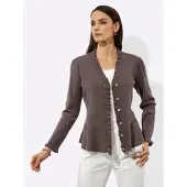 Création L Strickjacke , Damen, Gr. 48, braun (dunkeltaupe), 50% Polyamid, 25% Modal, 25% Viskose, unifarben, Strickjacken Strickjacke