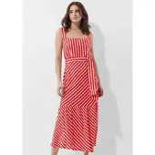 Alba Moda Figurbetontes Maxikleid mit Streifen in koralle / creme | Gr.: 42
