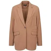Bugatti Kurzblazer , Damen, Gr. 44, braun (50, beige), 70% Polyester, 25% Viskose, 5% Elasthan, unifarben, normal, gerader Abschluss, Blazer Kurzblazer, aus elastischem Viskosemix