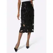 Création L Webrock , Damen, Gr. 26, schwarz, 100% Polyester, unifarben, wadenlang, Röcke Webrock
