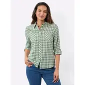 Casual Looks Flanellbluse , Damen, Gr. 54, grün (eucalyptus, ecru, kariert), 100% Baumwolle, gemustert, kariert, Blusen Flanellbluse