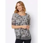 Sieh an! 2-in-1-Bluse in hellgrau-jeansblau-bedruckt | Gr.: 40