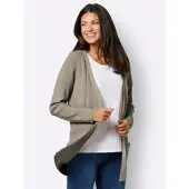 Sieh an! Strickjacke SIEH AN "Long-Strickjacke Longstrickjacke in Viskose-Qualität", Damen, Gr. 54, schlamm, Modisch, V-Ausschnitt, Strickjacken Strickjacke