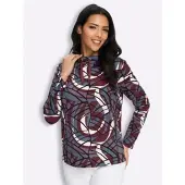 Sieh an! Langarm-Shirt in bordeaux-rauchblau-bedruckt | Gr.: 56