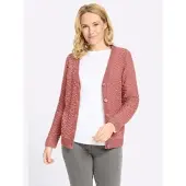 Sieh an! Cardigan SIEH AN "Cardigan Cardigan aus Effektgarn", Damen, Gr. 42, rosenholz, Strick, , Sportlich, V-Ausschnitt, Strickjacken Cardigan