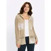 Sieh an! Ajour-Strickjacke in sand-ecru-gemustert | Gr.: 48