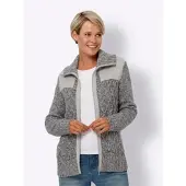 Sieh an! Strickjacke in hellgrau-ecru-meliert | Gr.: 52