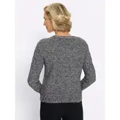 Sieh an! Cardigan CLASSIC BASICS, Damen, Gr. 56, grau (ecru, schwarz, gemustert), 100% Baumwolle, gemustert, mehrfarbig, meliert, Strickjacken Cardigan