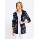 Sieh an! Long-Shirtjacke in marine-ecru-bedruckt | Gr.: 50