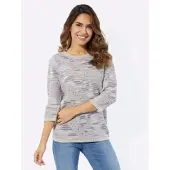Sieh an! 3/4-Arm-Pullover in grau-weiß-gemustert | Gr.: 52