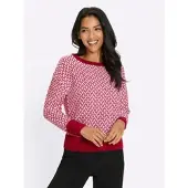 Sieh an! Pullover in rot-weiß-gemustert | Gr.: 46
