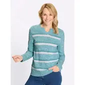 Sieh an! Ringel-Pullover in ozean-weiß-gemustert | Gr.: 40