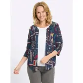 Sieh an! Shirtjacke in marine-topas-bedruckt | Gr.: 52