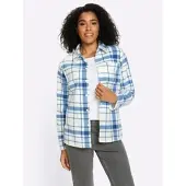 Sieh an! Fleece-Jacke in eisblau-champagner-kariert | Gr.: 48