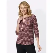 Sieh an! 3/4-Arm-Shirt "3/4-Arm-Shirt", Damen, Gr. 54, rot (puder, burgund, bedruckt), 100% Baumwolle, gemustert, mehrfarbig, Rundhals, Shirts 3/4-Arm-Shirt